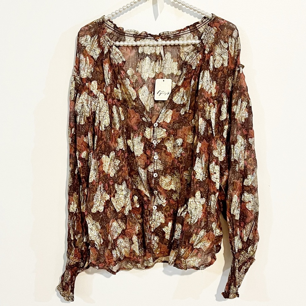 Free People Scorpio Sheer Boho Blouse NWT - Picture 2 of 9